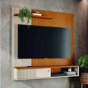 Painel com Bancada Suspensa Aurora 160,5m c/ 1 Porta Deslizante - Cinamomo/Off White Madetec