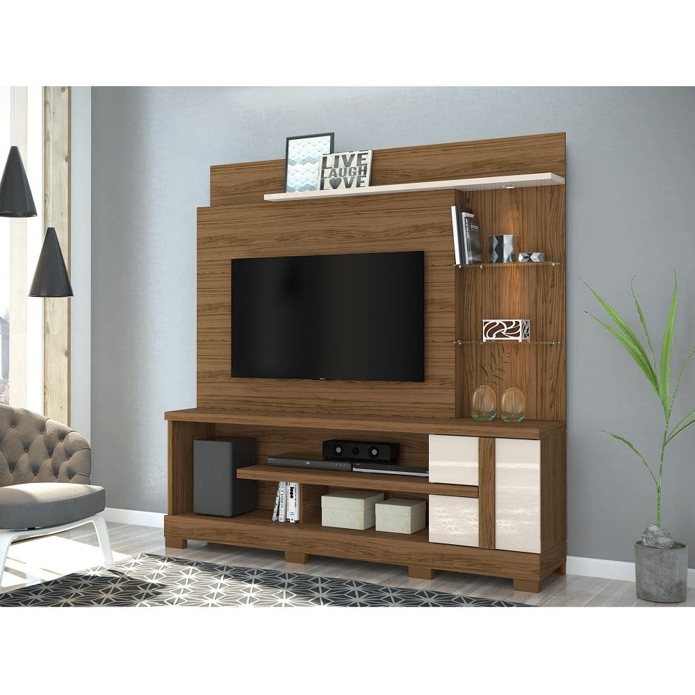 Home Theater Alan C/ Pés 181,5m Para TV até 55 Polegadas - Naturale/Off White Madetec