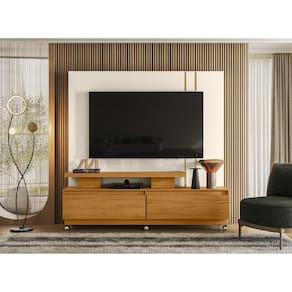 Home Theater New Apolo com Kit Rodízio para TV até 75 Polegadas - Cinamomo/Off White Madetec