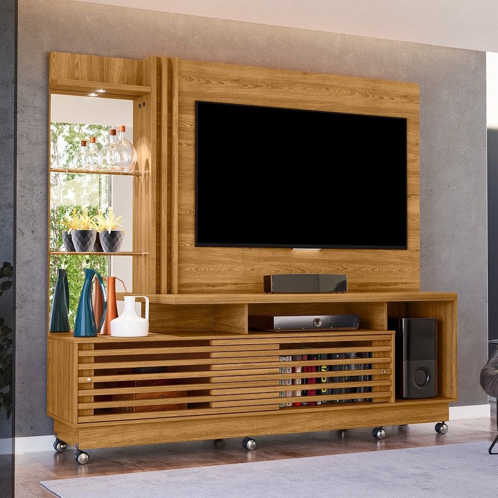 Home Theater Frizz Plus com Rodizío Portas Frizadas, Espero e Led - Cumaru Madetec