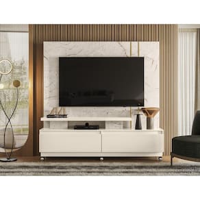 Home Theater New Apolo com Kit Rodízio para TV até 75 Polegadas - Calacata/Off White Madetec