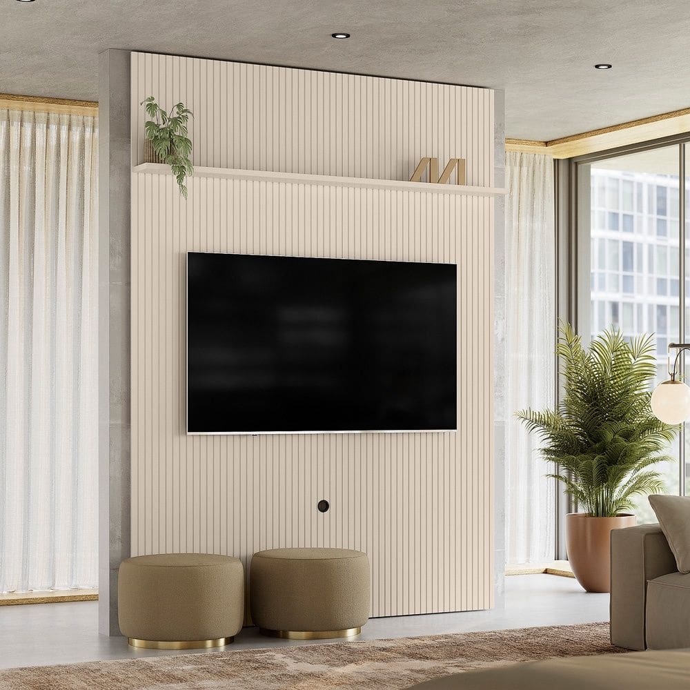 Painel Piso-Teto New Interlagos 179x244,5 Para TV até 65 Polegadas - Off White Madetec