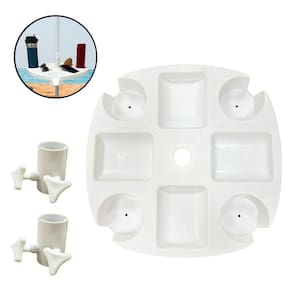 Mesa Bandeja 43 cm para Ombrelone Guarda Sol Plastica Comporta 4 Copos 4 Objetos Importway Iwmpo-43