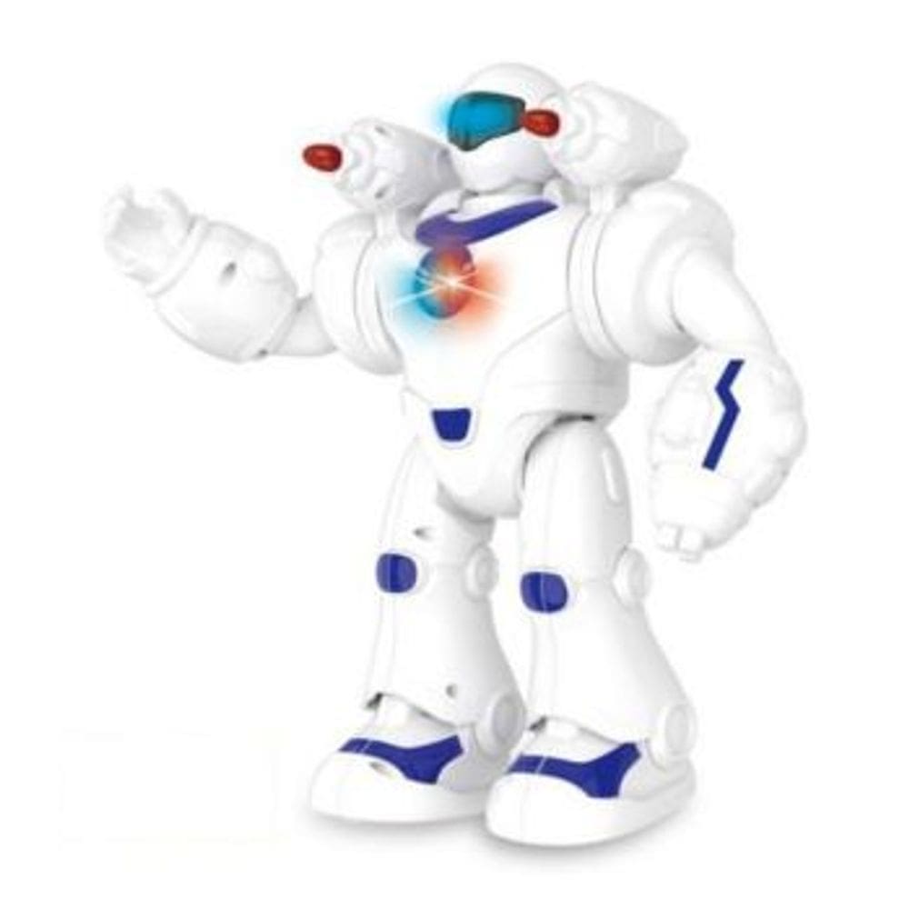Robo Yobi com Luz e Som DM Toys Anda e Lanca Missil Brinquedo Infantil Recreativo