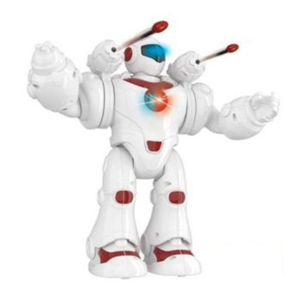 Robo Yobi com Luz e Som DM Toys Anda e Lanca Missil Brinquedo Infantil Recreativo