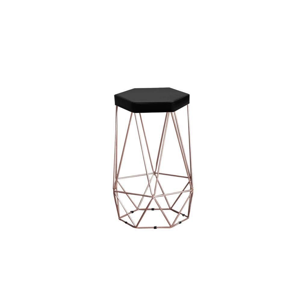 Banqueta Alta Decorativa Rubi Estofada Com Armação Bronze