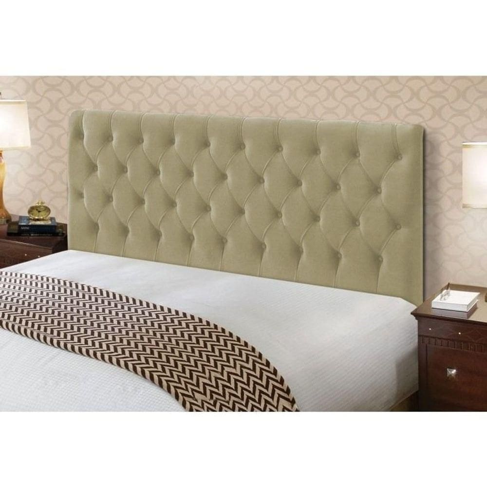 Cabeceira Cristal 1,95 Cm Cama Box King Size Suede Bege