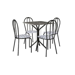 Conjunto Mesa Thais 4 Cadeiras 004 Base Preto Tampo Granito