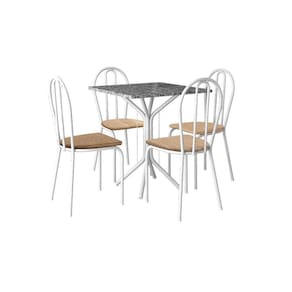 Conjunto Mesa Thais 4 Cadeiras 004 Base Branco Tampo Granito