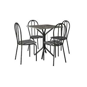 Conjunto Mesa Thais 4 Cadeiras 004 Base Preto Tampo Granito