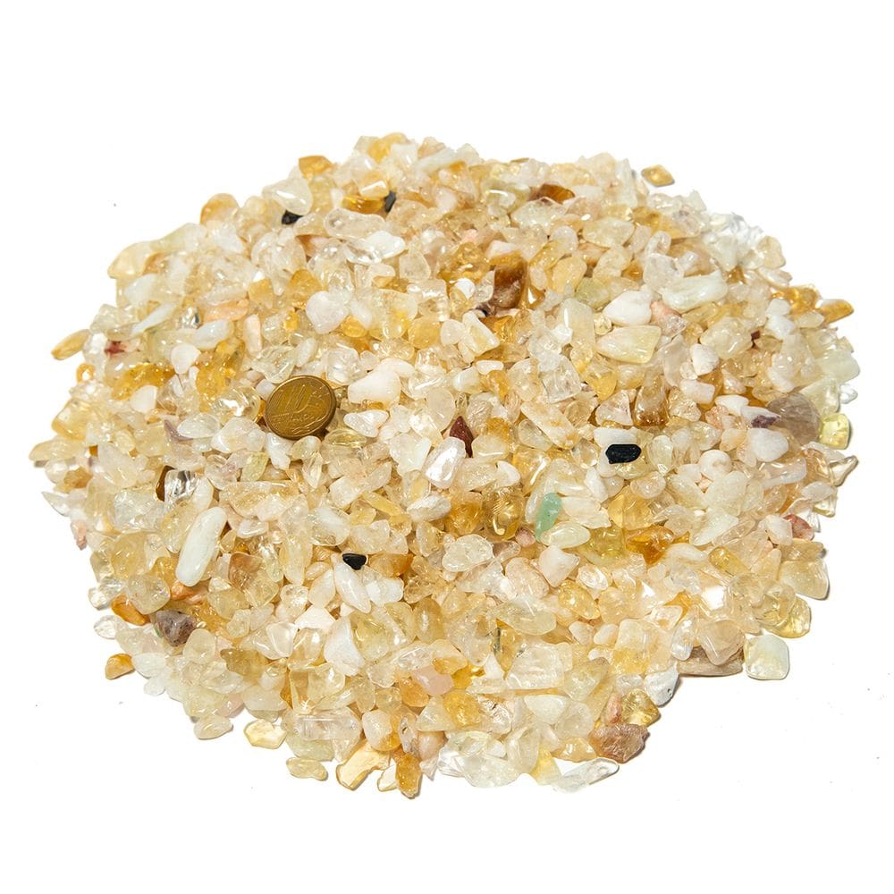 1 kg Citrino Rolado Pedra Bombardeado PP 5 a 10 mm Aprox