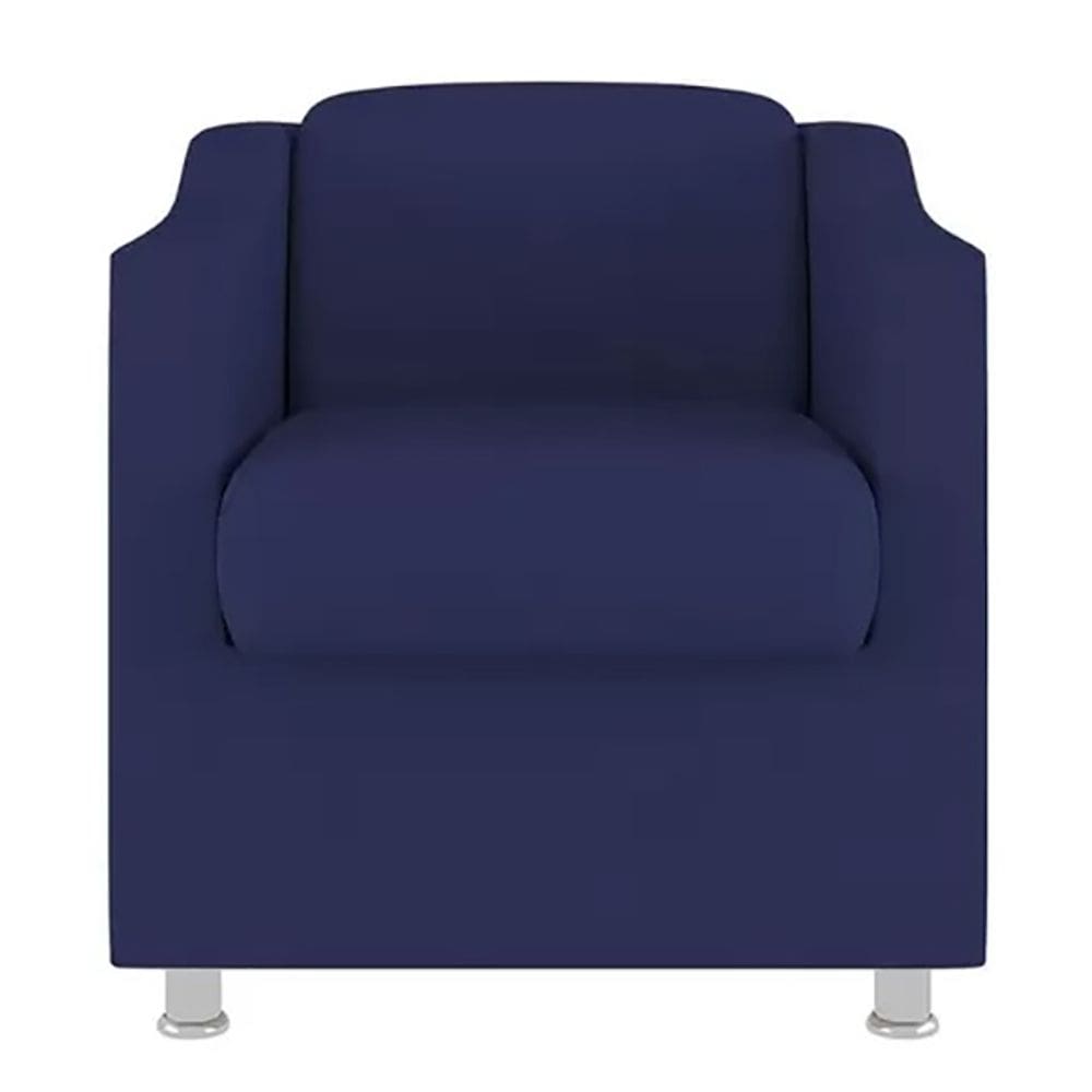 Poltrona Bia Decorativa Reforçada Recepção Clinica Salão Sala De Estar Suede Azul Marinho
