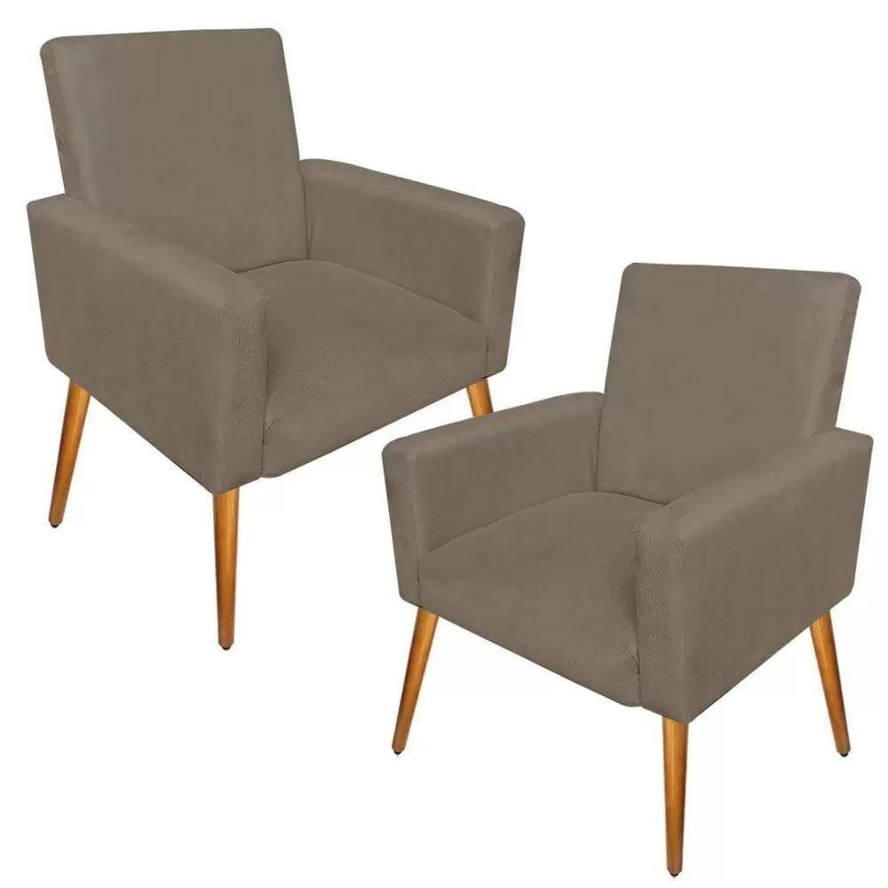 Kit 2 Poltronas Nina Sala De Estar Luxo Suede Cappucino