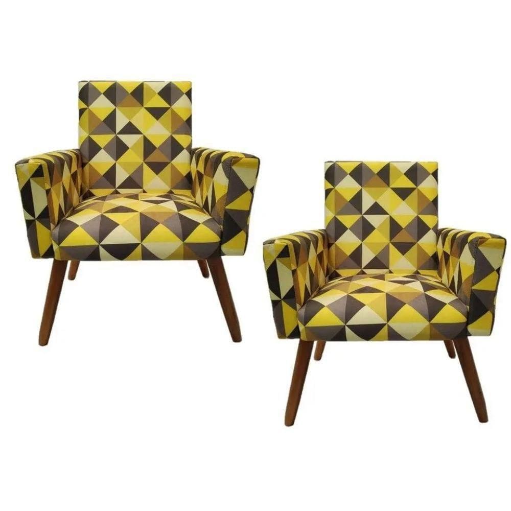 Kit 2 Poltronas Nina Sala De Estar Triangulo Amarelo