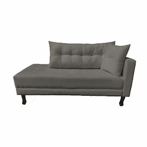 Divã Recamier Troya 2,00 Cm Lado Direito Linho Cinza