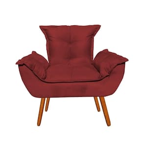 Poltrona Decorativa Opala Sala De Estar Suede Vinho