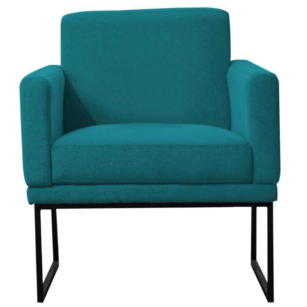 Poltrona Decorativa Juliette Suede Com Armação Preta Metal