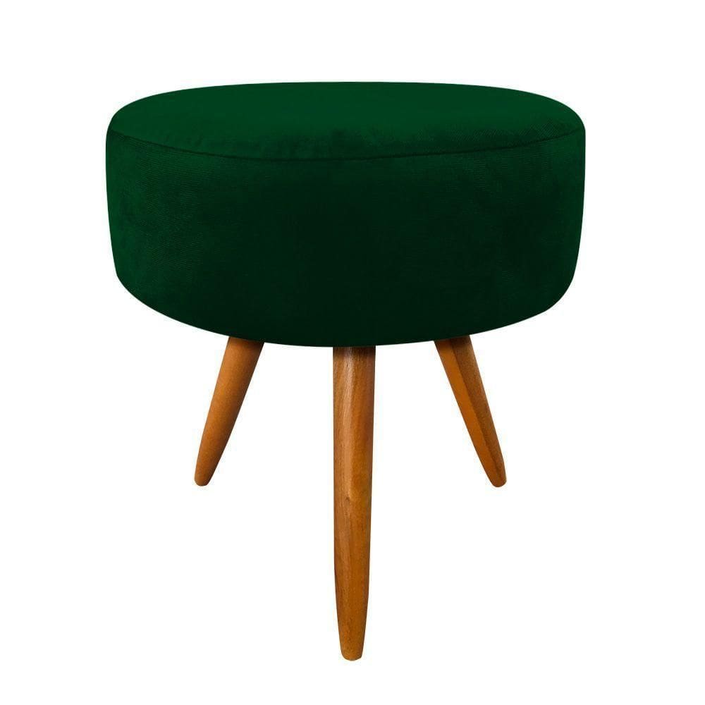 Puff Decorativo Banqueta Dóris Redondo Suede Verde