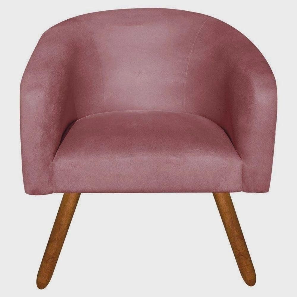 Poltrona Decorativa Stella Em Suede Com Pés Palito