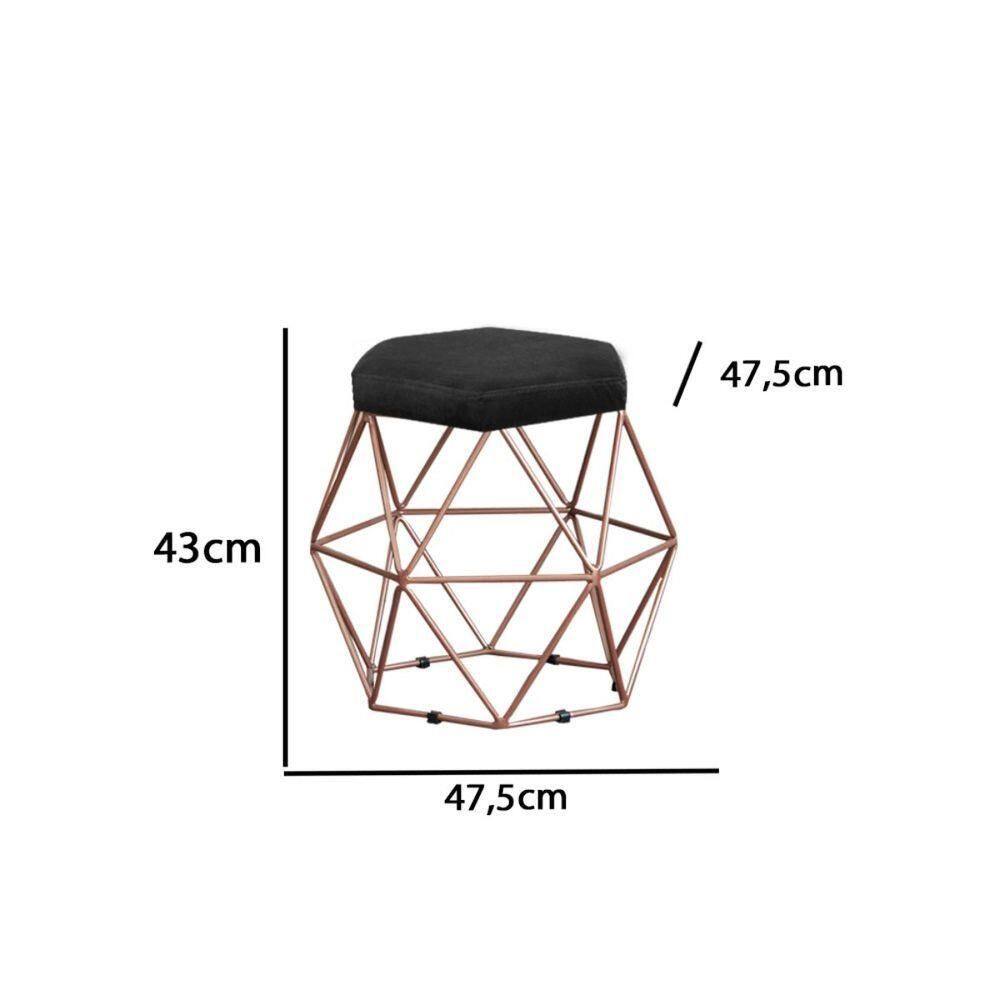 Puff Decorativo Onix Com Armação Bronze Em Tecido Veludo