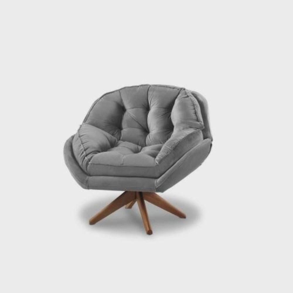 Poltrona Decorativa Verona Com Base Giratória Suede