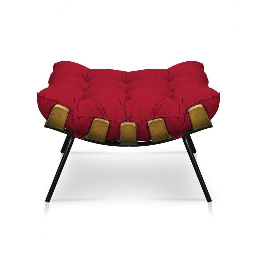 Puff Decorativo Costela Sala E Escritório Suede Vermelho