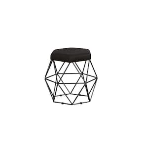 Puff Decorativo Onix Com Armação Preto Para Sala Em Suede