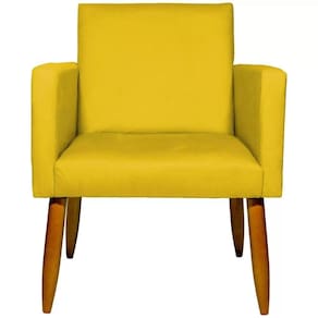 Poltrona Decorativa Nina Sala E Escritório Suede Amarelo
