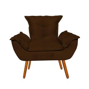 Poltrona Decorativa Opala Sala De Estar Suede Marrom