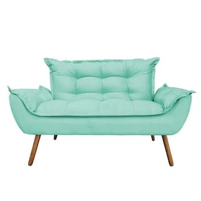 Namoradeira Decorativa Opala 2 Lugares Suede Azul Tiffany