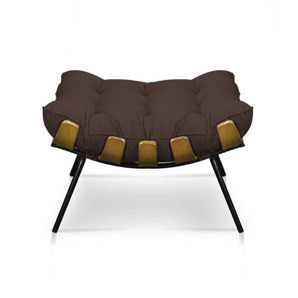 Puff Decorativo Costela Sala E Escritório Suede Marrom