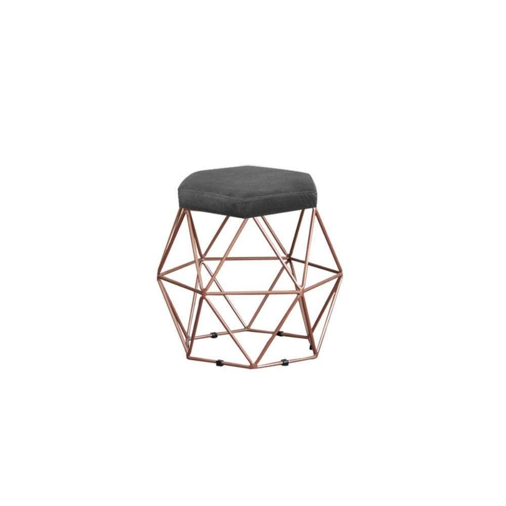 Puff Decorativo Onix Com Armação Bronze Em Tecido Veludo