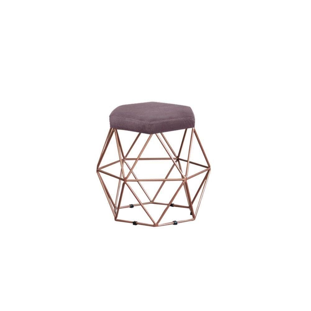 Puff Decorativo Onix Com Armação Bronze Em Tecido Veludo