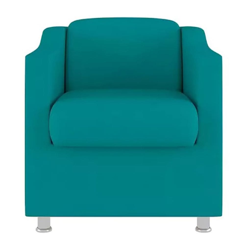 Poltrona Bia Decorativa Reforçada Recepção Clinica Salão Sala De Estar Suede Azul Tifany