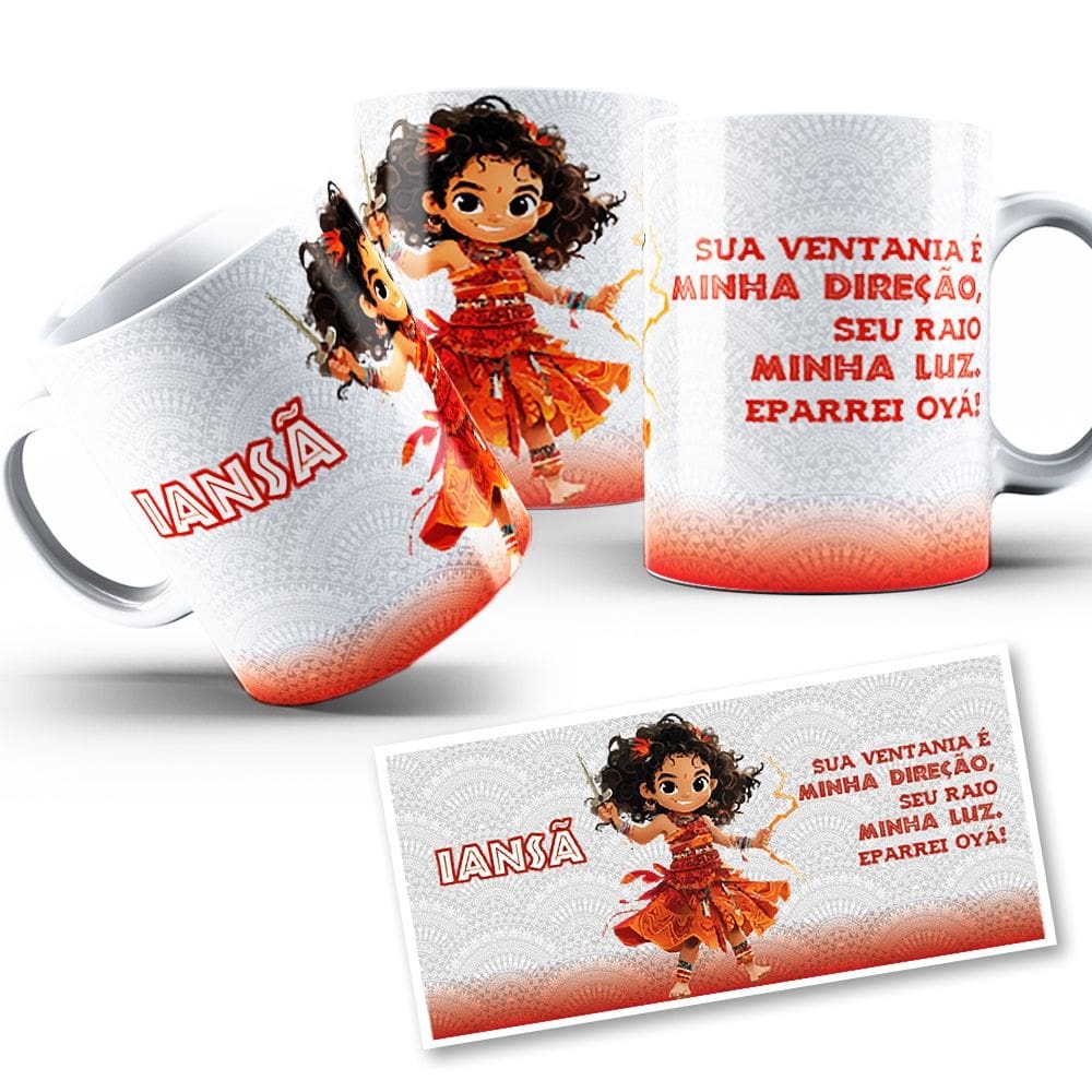 Caneca Iansã mirim Coleção Orixás Umbanda Candomblé 325ml