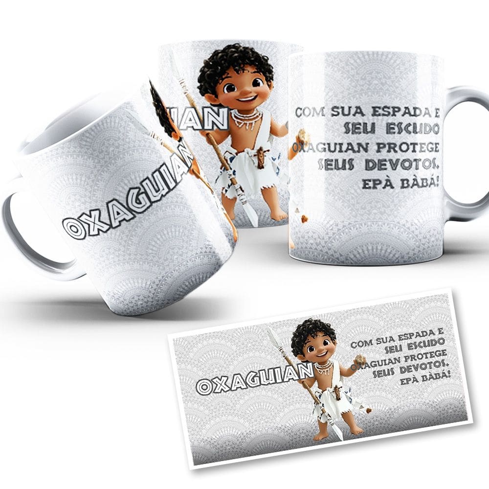 Caneca Oxaguian mirim Coleção Orixás Umbanda Candomblé 325ml