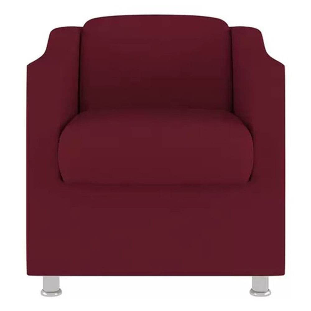 Poltrona Bia Decorativa Reforçada Recepção Clinica Salão Sala De Estar Suede Marsala