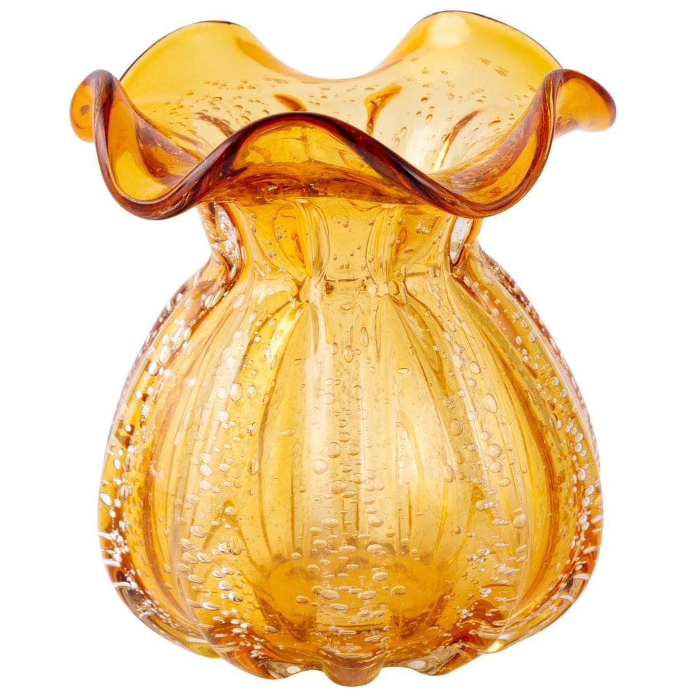 Vaso Murano Trouxinha Decorativa 11,5 Cm Amarelo Ambar