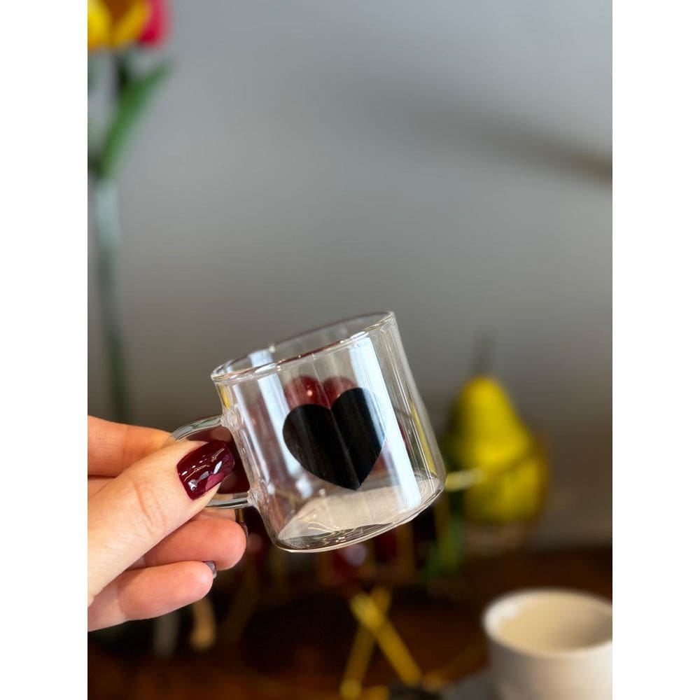 Unidade Caneca De Vidro Heart 125Ml