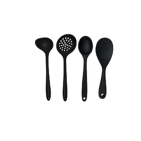 Conjunto de 4 Peças - Colher de Arroz, Escumadeira e Concha Preto - UnyHome