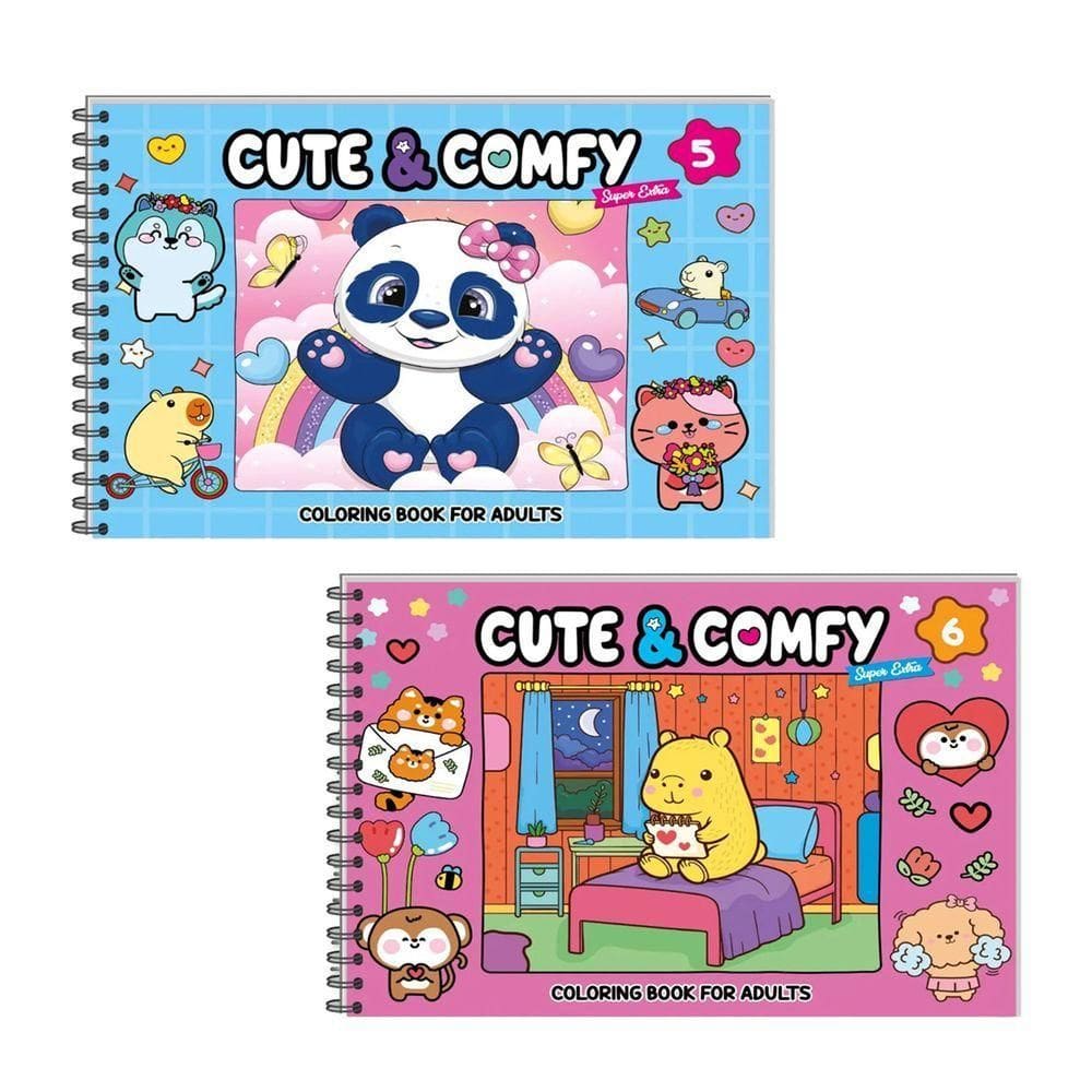 Kit 2 Livro De Colorir Cute & Comfy 05 Azul E 06 Rosa