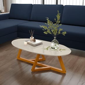 Mesa de Centro Sala de estar Vintage Oval Off White