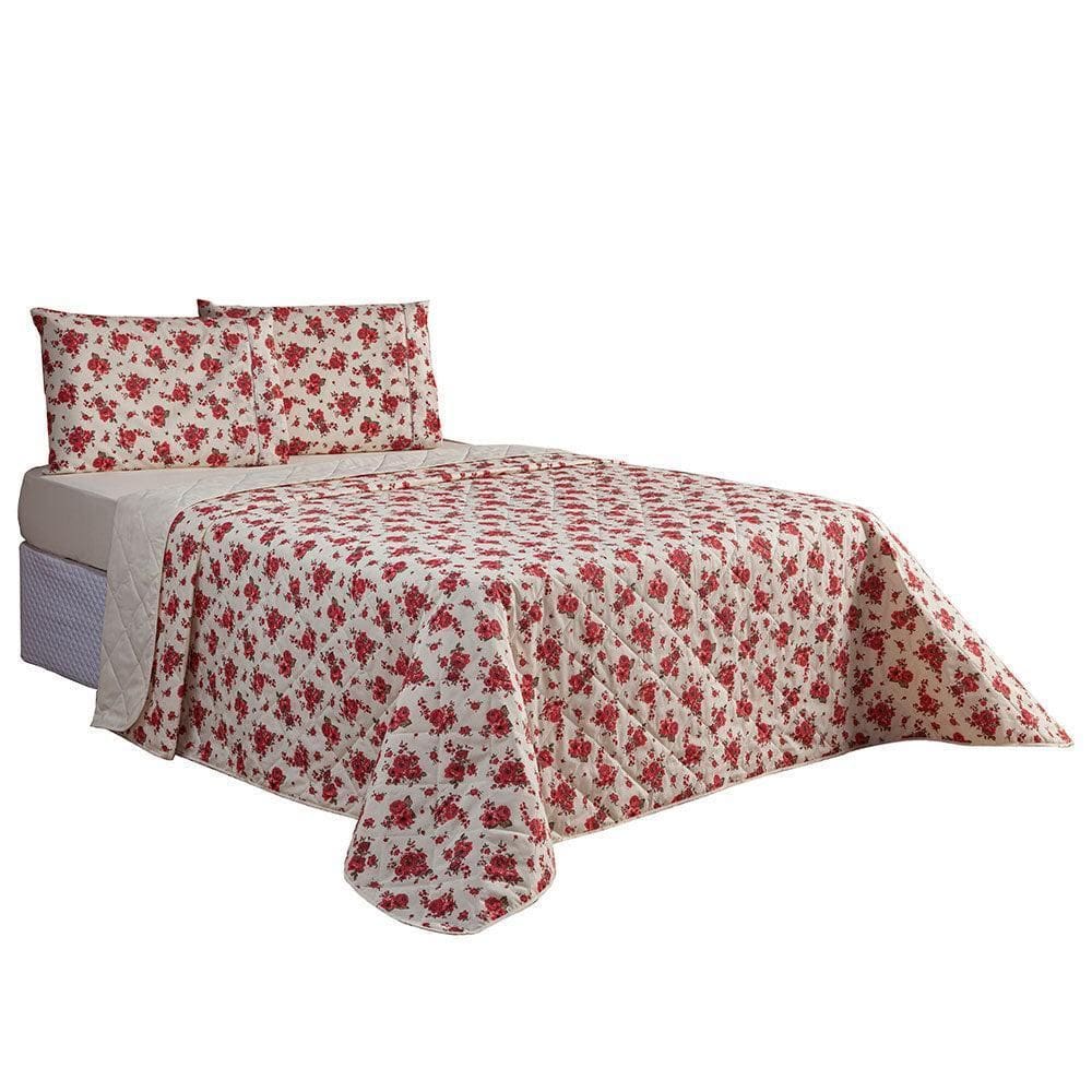 Kit Cobre Leito E Jogo Lençol Casal 4 Peças Esmeralda 100%