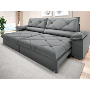 Sofá com Carregador USB e Molas no Assento Retrátil Reclinável Nice 2,50m Velosuede - NETSOFAS