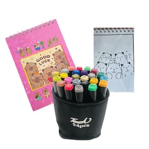 Canetinhas 24 Cores Com Livro Pintar Capivara Fofa Colorir Desenho Divertido 50 Folhas Pintura Relaxante
