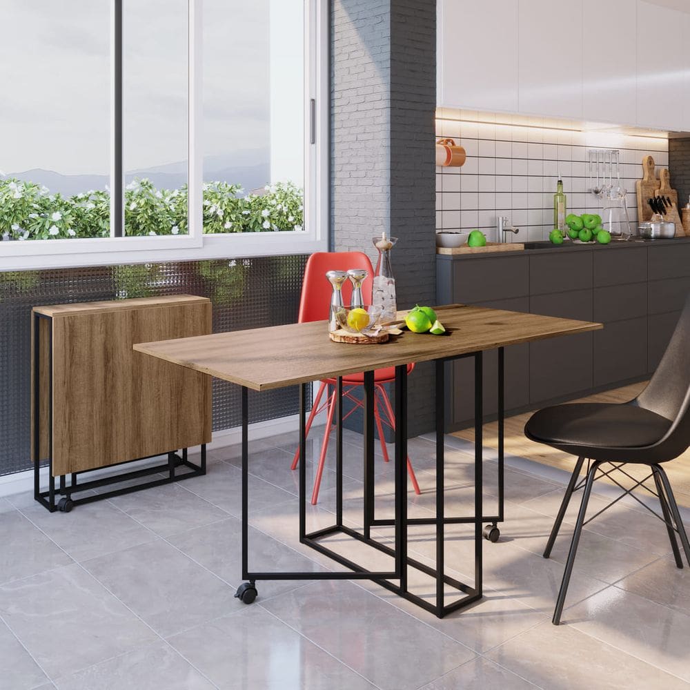 Mesa Dobrável Industrial 75x142cm P1003 Preto Marrom