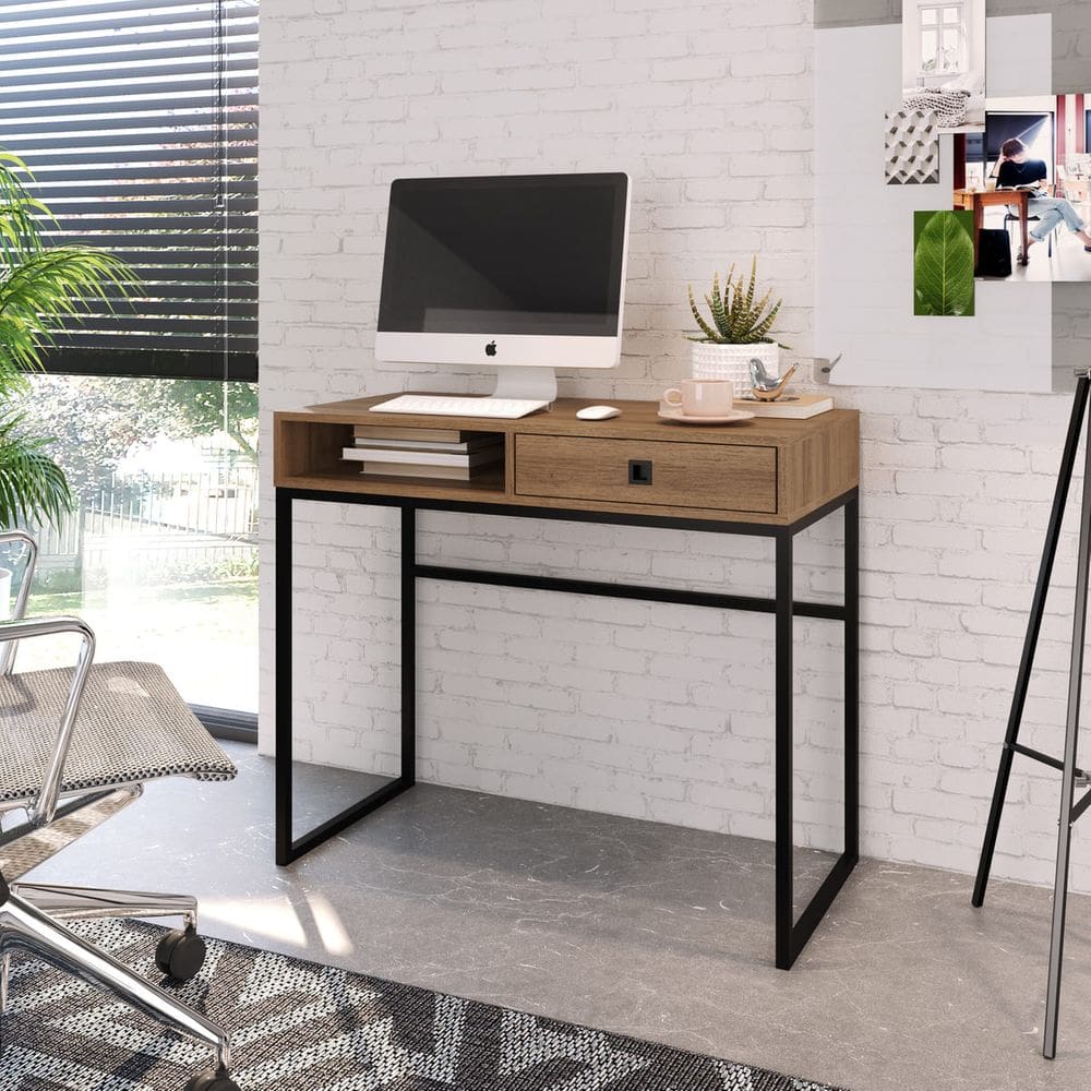 Escrivaninha Industrial com 1 Gaveta 91x78 cm OM005 Marrom