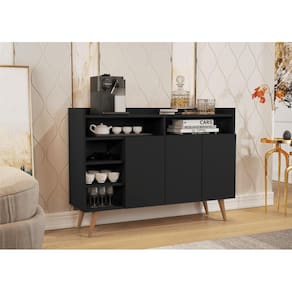 Buffet Aparador 3 Portas Nichos Retro Elba Black