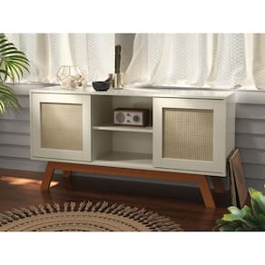 Rack Buffet com duas Porta de Correr Bali pés em Madeira Off White