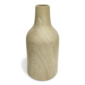 Vaso de Cerâmica com Efeito Madeira Decorativo 31x14cm